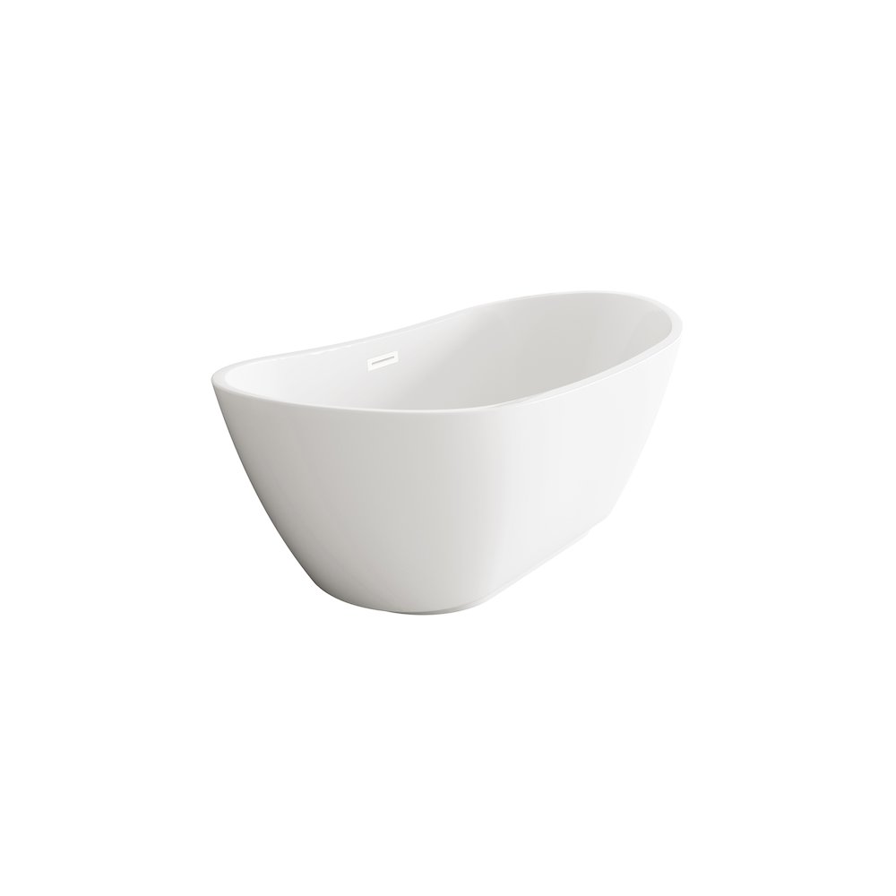 62 inch Soaking Bathtub in Glossy White with Polished White Trim. Picture 5