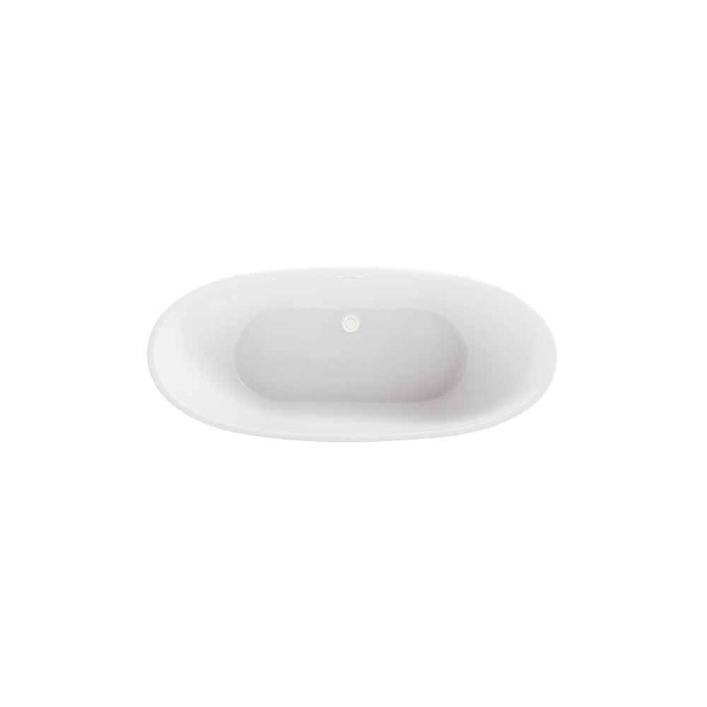 62 inch Soaking Bathtub in Glossy White with Polished White Trim. Picture 6