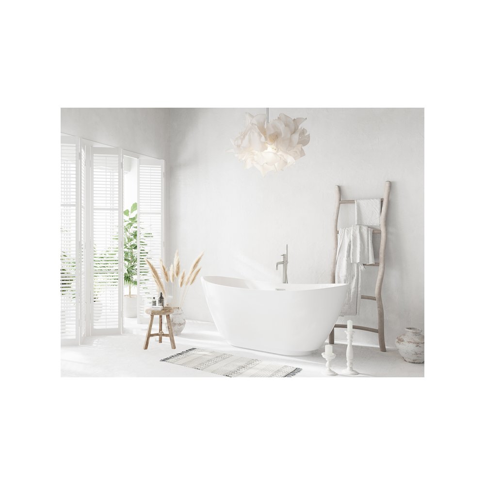 67 inch Soaking Bathtub in Glossy White with Brushed Nickel Trim. Picture 3