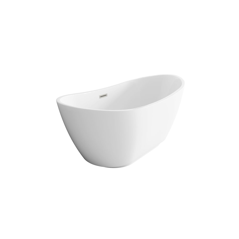 67 inch Soaking Bathtub in Glossy White with Brushed Nickel Trim. Picture 5