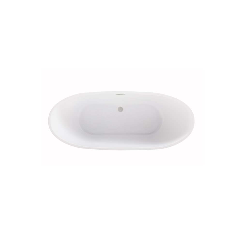 67 inch Soaking Bathtub in Glossy White with Brushed Nickel Trim. Picture 6