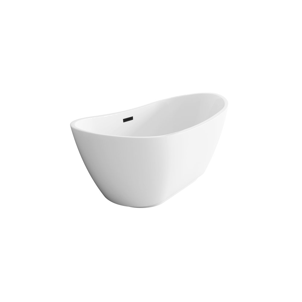 67 inch Soaking Bathtub in Glossy White with Matte Black Trim. Picture 5