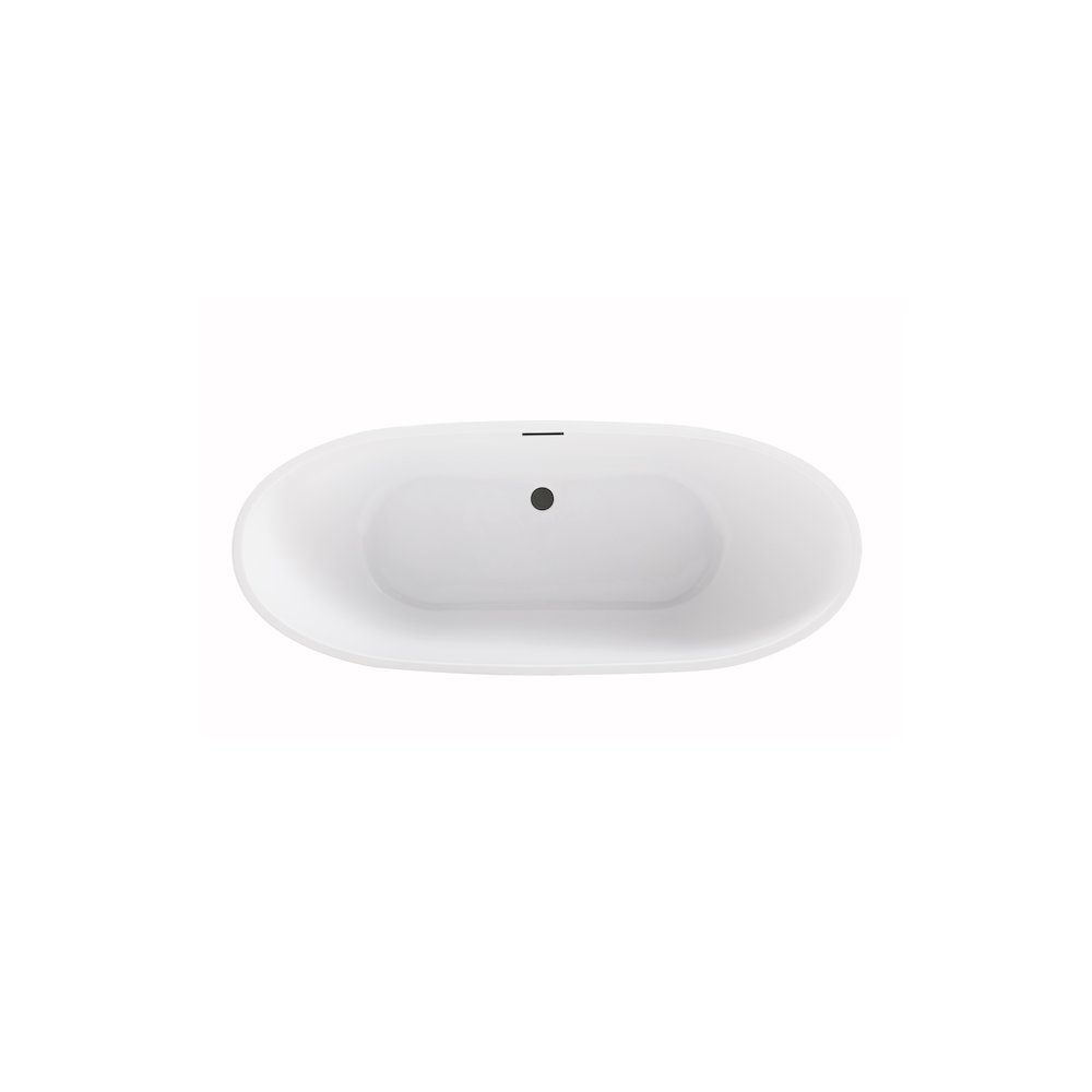 67 inch Soaking Bathtub in Glossy White with Matte Black Trim. Picture 6