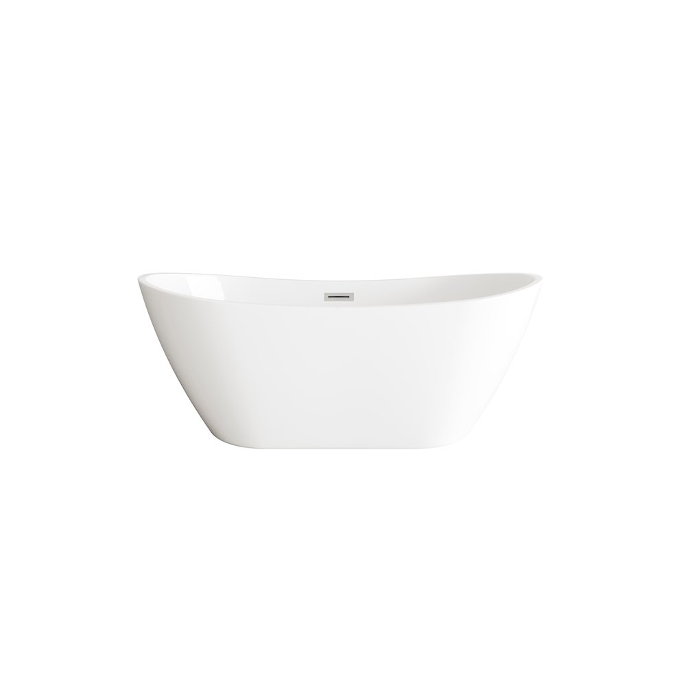 72 inch Soaking Bathtub in Glossy White with Brushed Nickel Trim. Picture 1