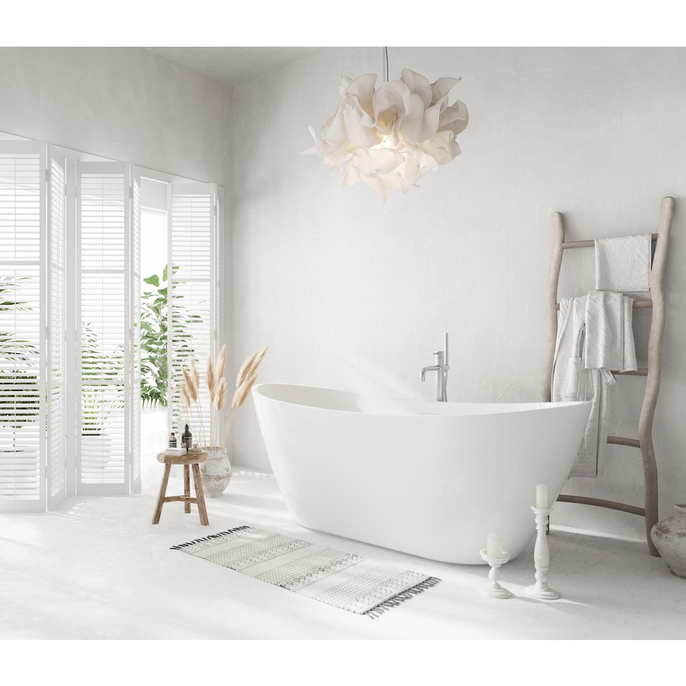 72 inch Soaking Bathtub in Glossy White with Brushed Nickel Trim. Picture 3