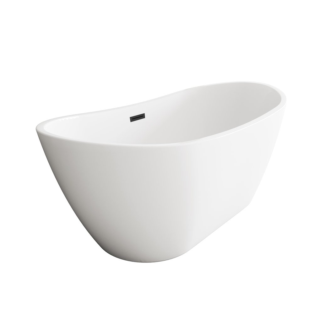 72 inch Soaking Bathtub in Glossy White with Matte Black Trim. Picture 5