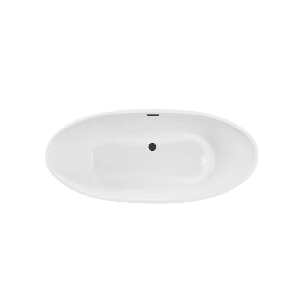 72 inch Soaking Bathtub in Glossy White with Matte Black Trim. Picture 6