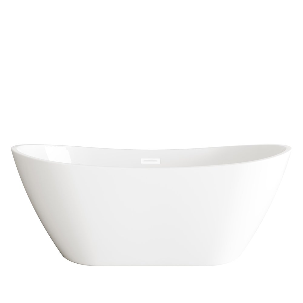 72 inch Soaking Bathtub in Glossy White with Polished White Trim. Picture 1