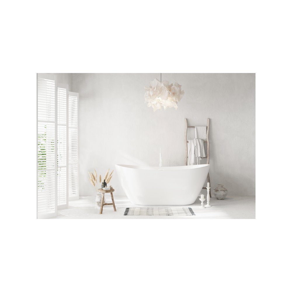 72 inch Soaking Bathtub in Glossy White with Polished White Trim. Picture 2