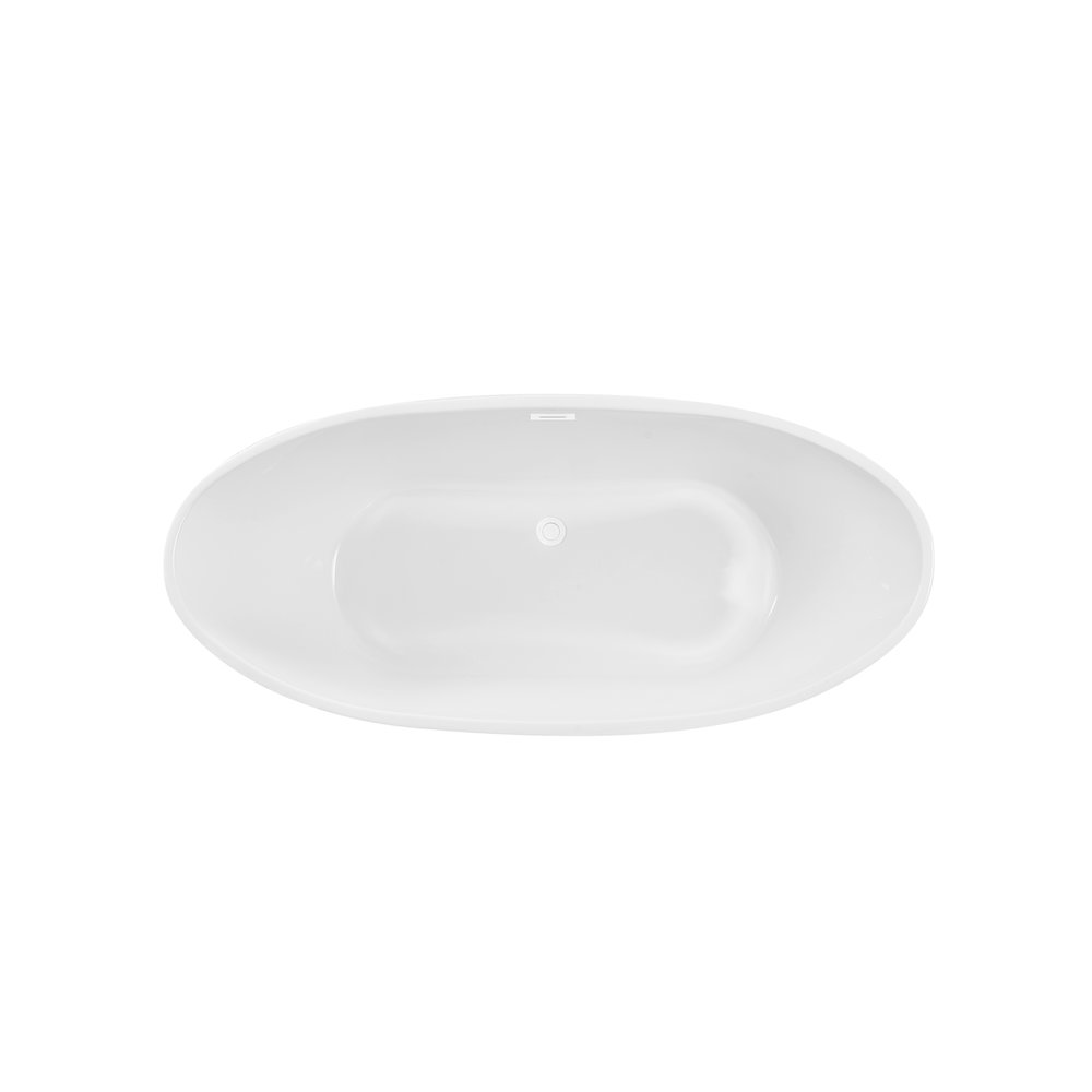 72 inch Soaking Bathtub in Glossy White with Polished White Trim. Picture 6