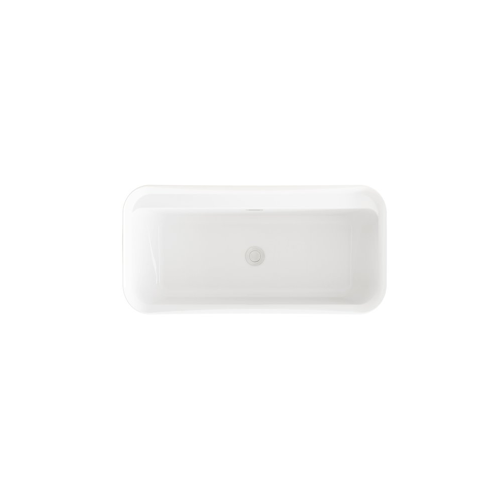 59 inch Soaking Bathtub in Glossy White with Brushed Nickel Trim. Picture 6