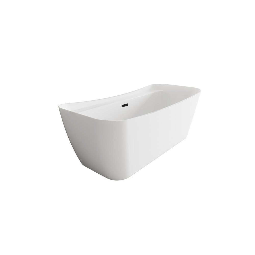 59 inch Soaking Bathtub in Glossy White with Matte Black Trim. Picture 4