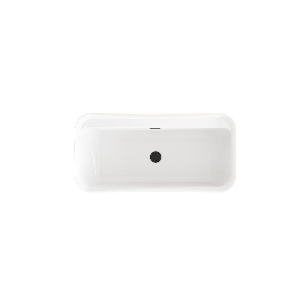 59 inch Soaking Bathtub in Glossy White with Matte Black Trim. Picture 5
