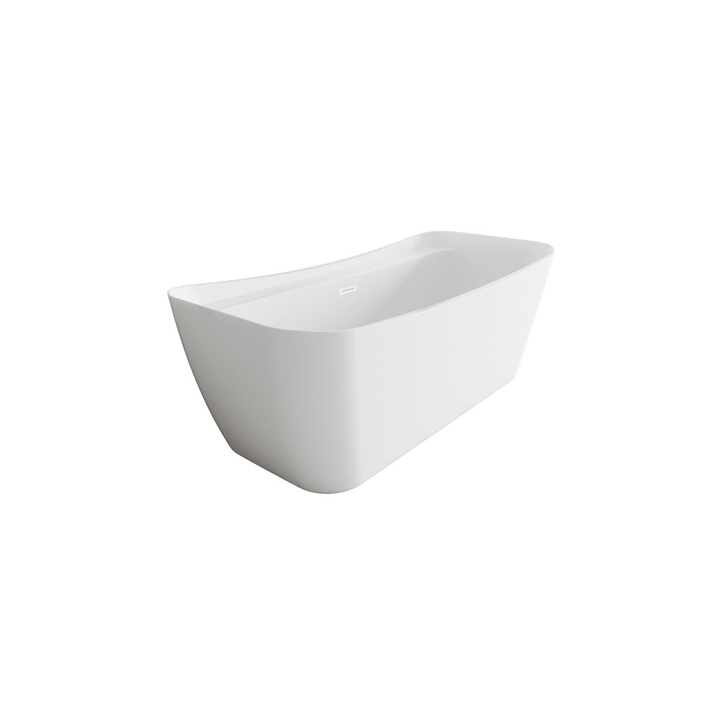 59 inch Soaking Bathtub in Glossy White with Polished White Trim. Picture 4