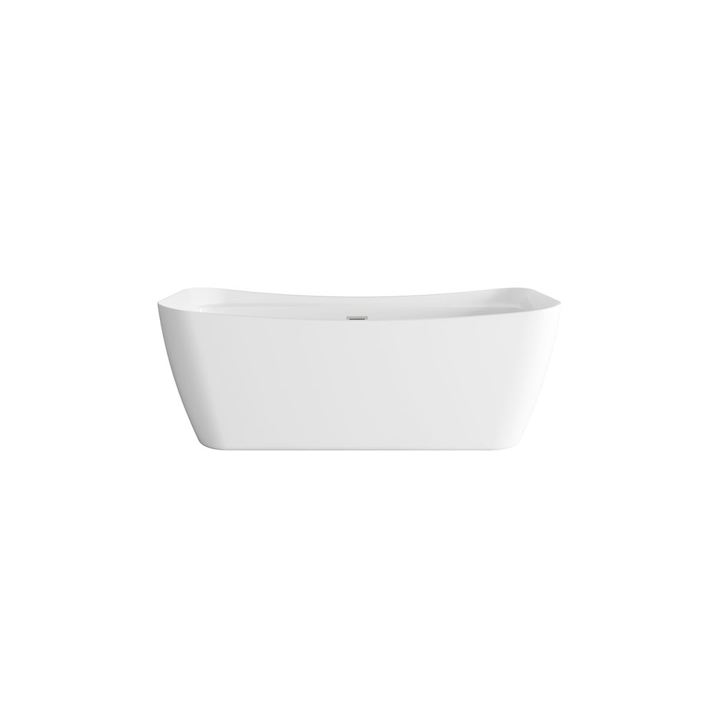67 inch Soaking Bathtub in Glossy White with Brushed Nickel Trim. Picture 1