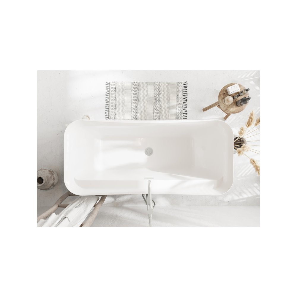 67 inch Soaking Bathtub in Glossy White with Brushed Nickel Trim. Picture 4