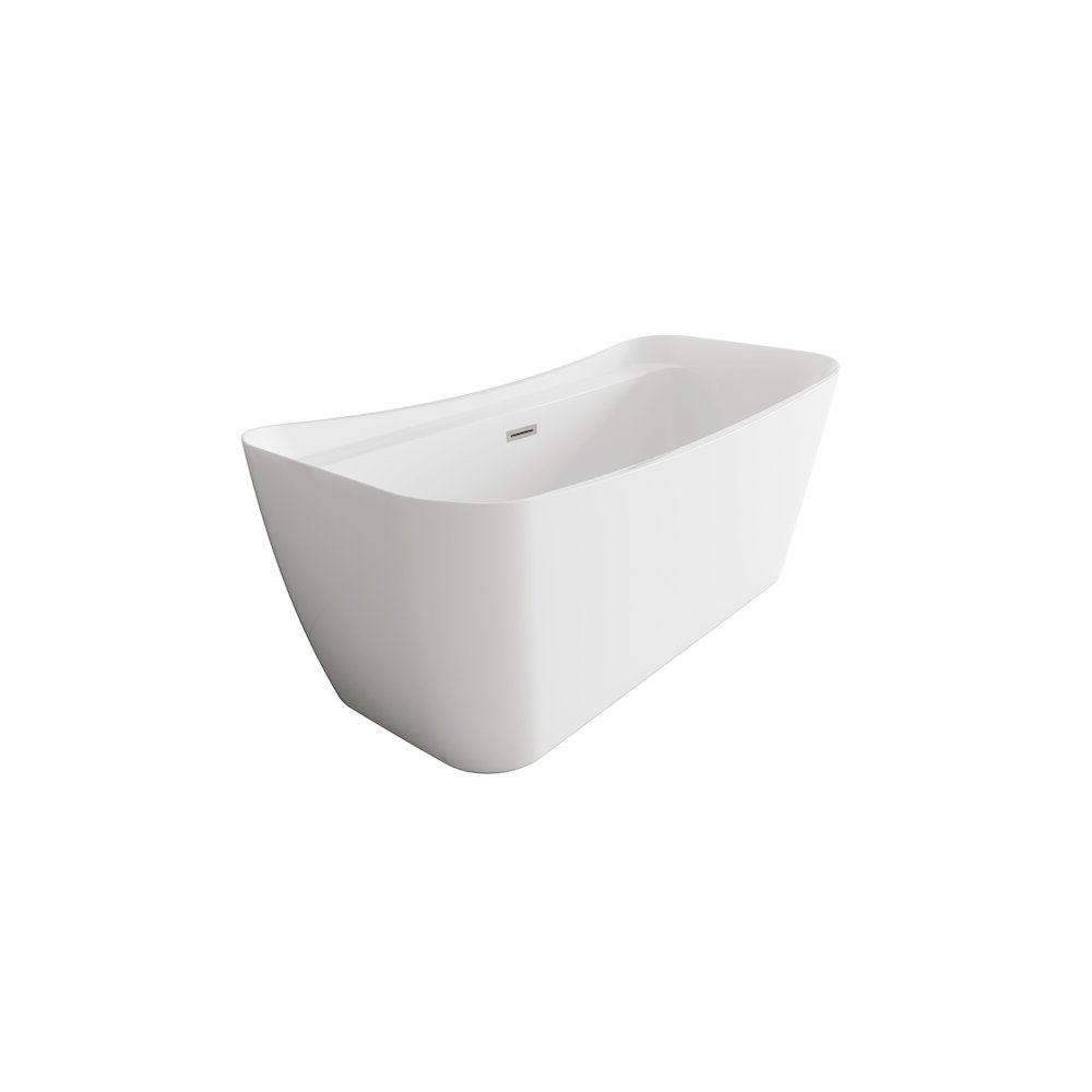 67 inch Soaking Bathtub in Glossy White with Brushed Nickel Trim. Picture 5