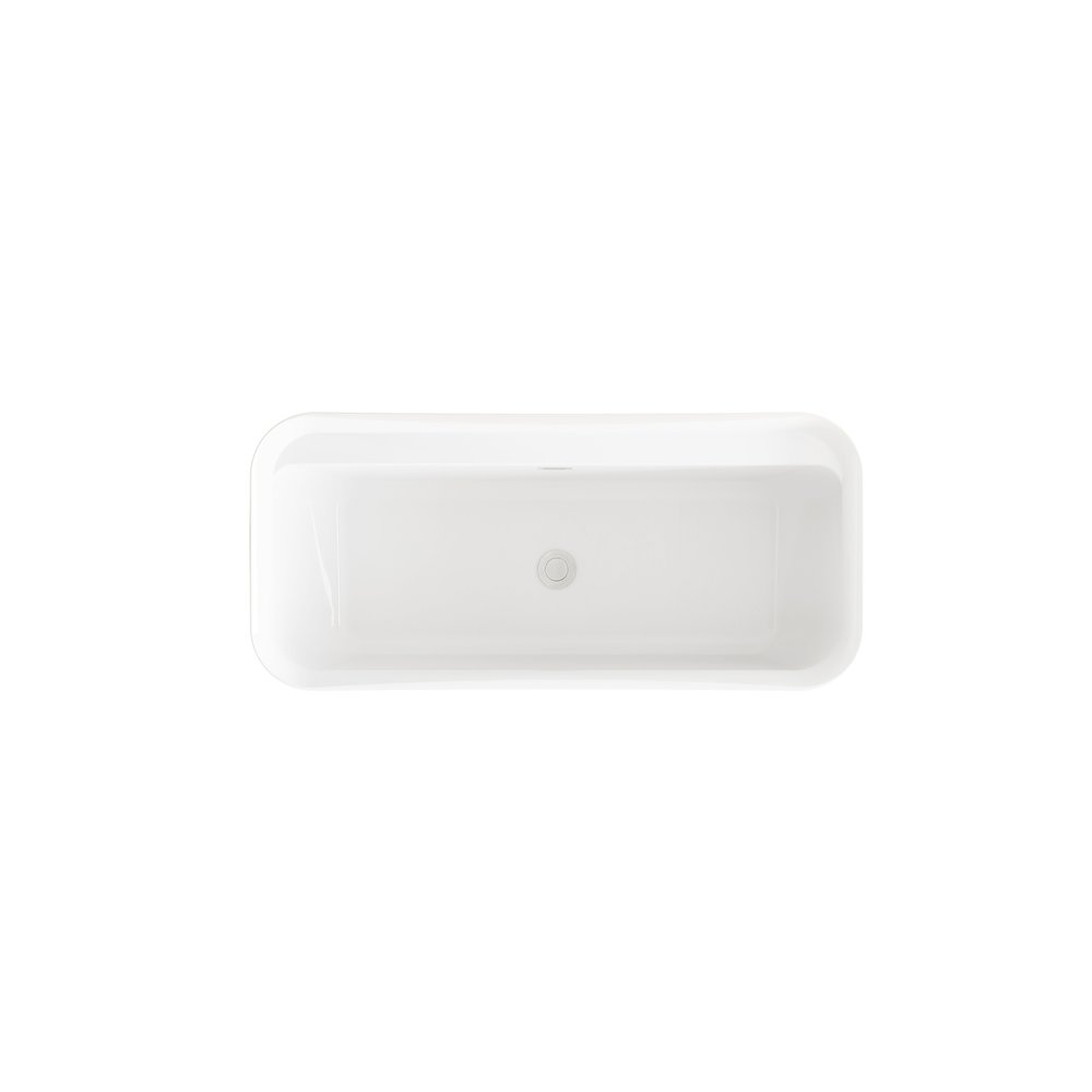 67 inch Soaking Bathtub in Glossy White with Brushed Nickel Trim. Picture 6