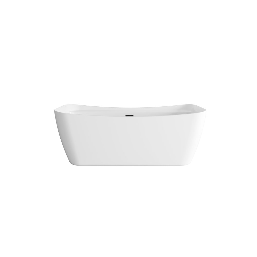67 inch Soaking Bathtub in Glossy White with Matte Black Trim. Picture 1
