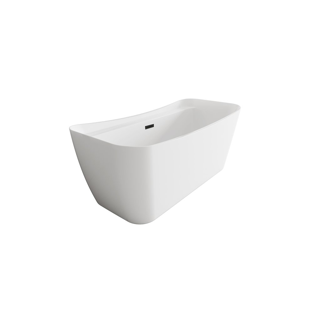67 inch Soaking Bathtub in Glossy White with Matte Black Trim. Picture 5