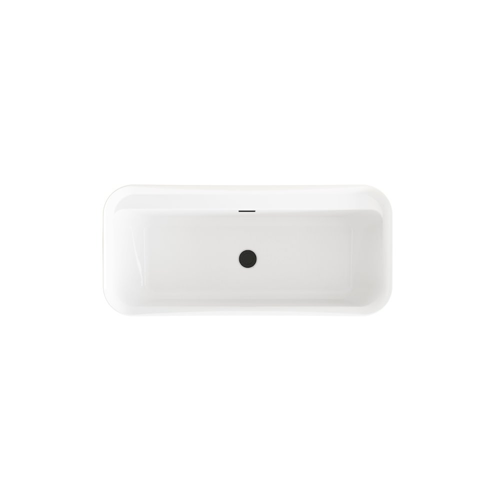 67 inch Soaking Bathtub in Glossy White with Matte Black Trim. Picture 6
