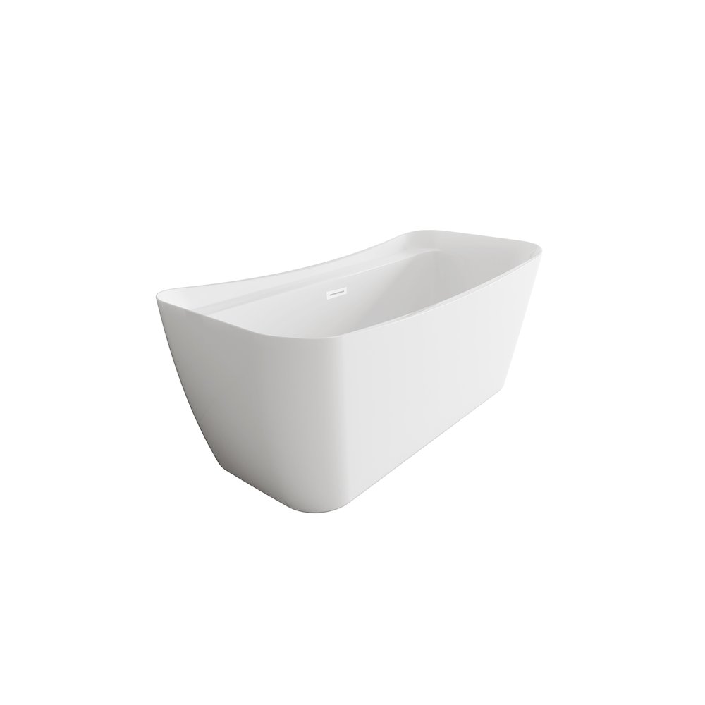 67 inch Soaking Bathtub in Glossy White with Polished White Trim. Picture 5
