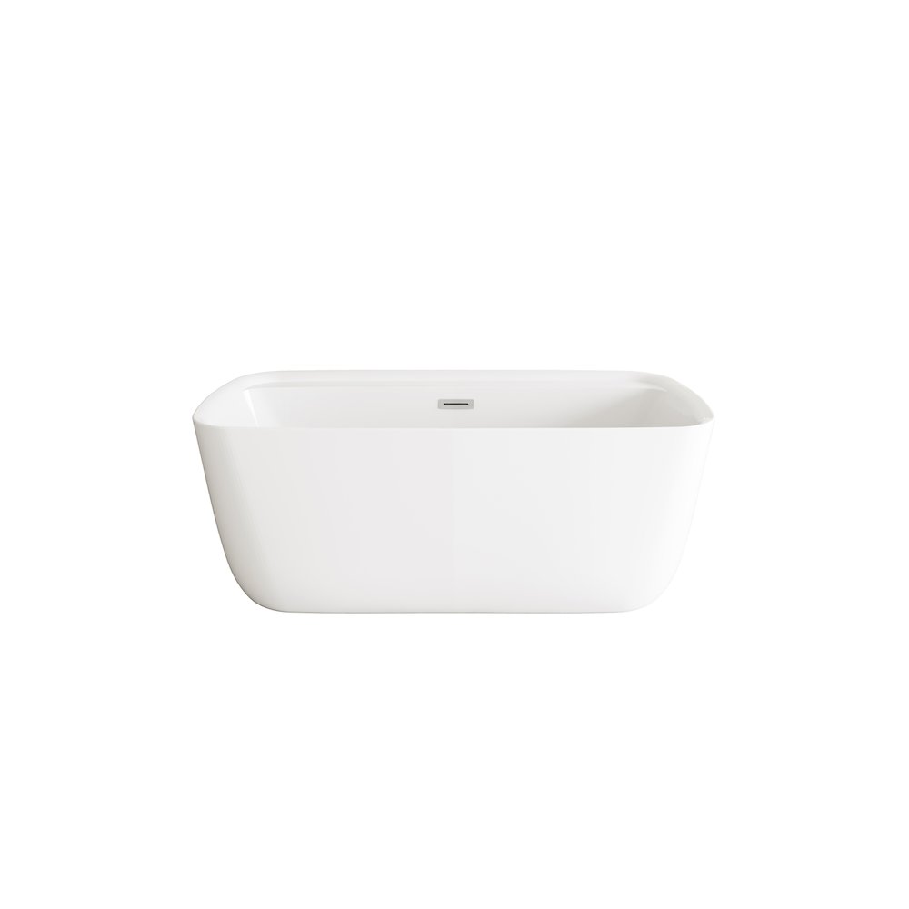 59 inch Soaking Bathtub in Glossy White with Brushed Nickel Trim. Picture 1