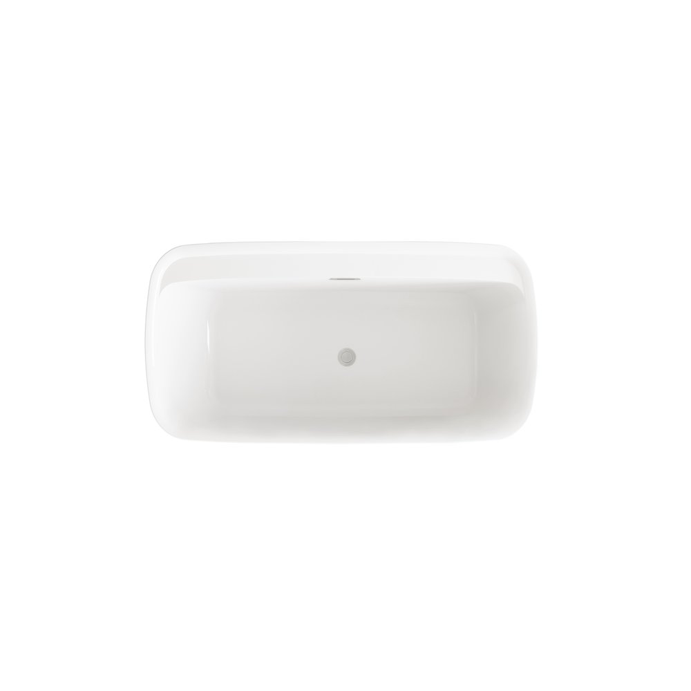 59 inch Soaking Bathtub in Glossy White with Brushed Nickel Trim. Picture 5
