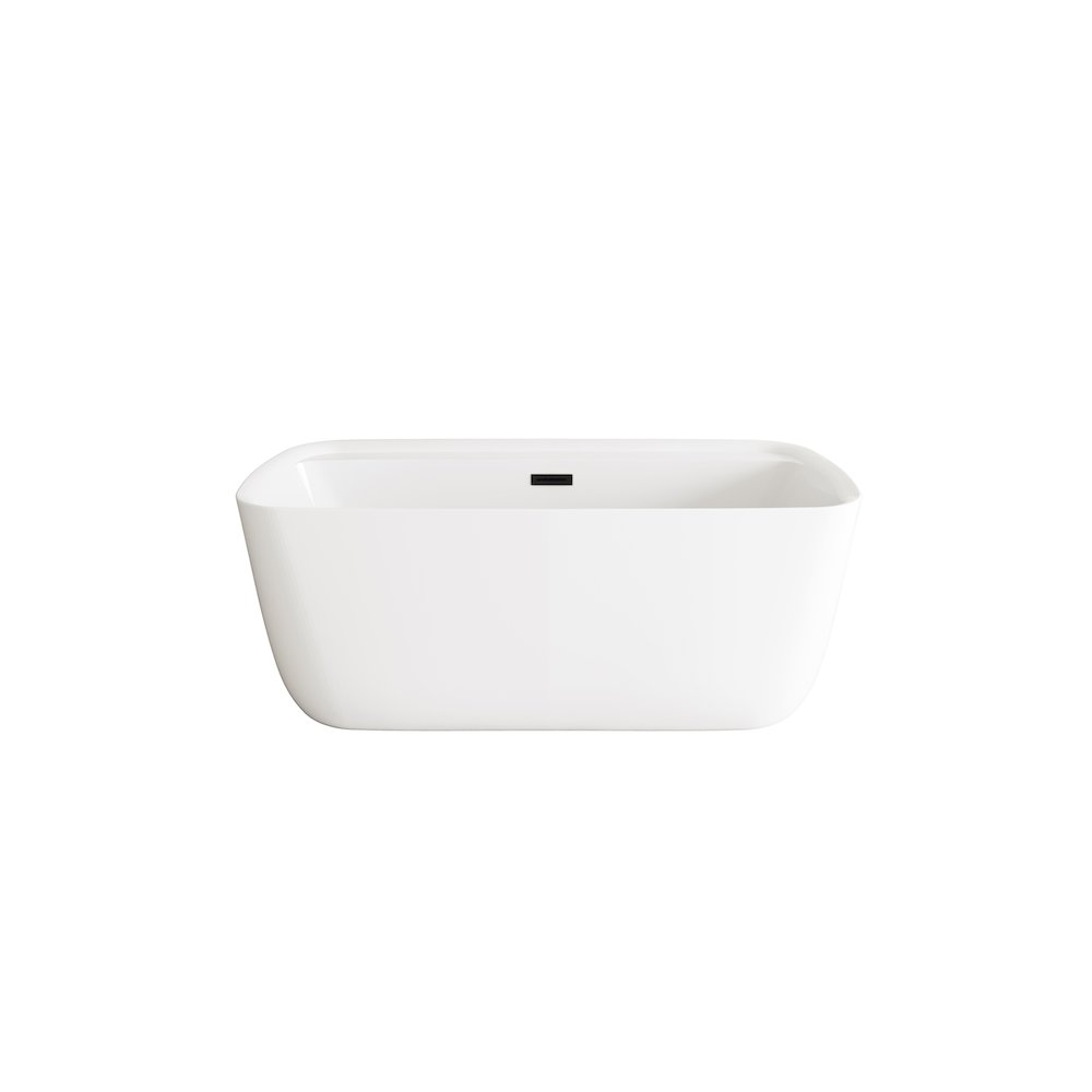 59 inch Soaking Bathtub in Glossy White with Matte Black Trim. Picture 1