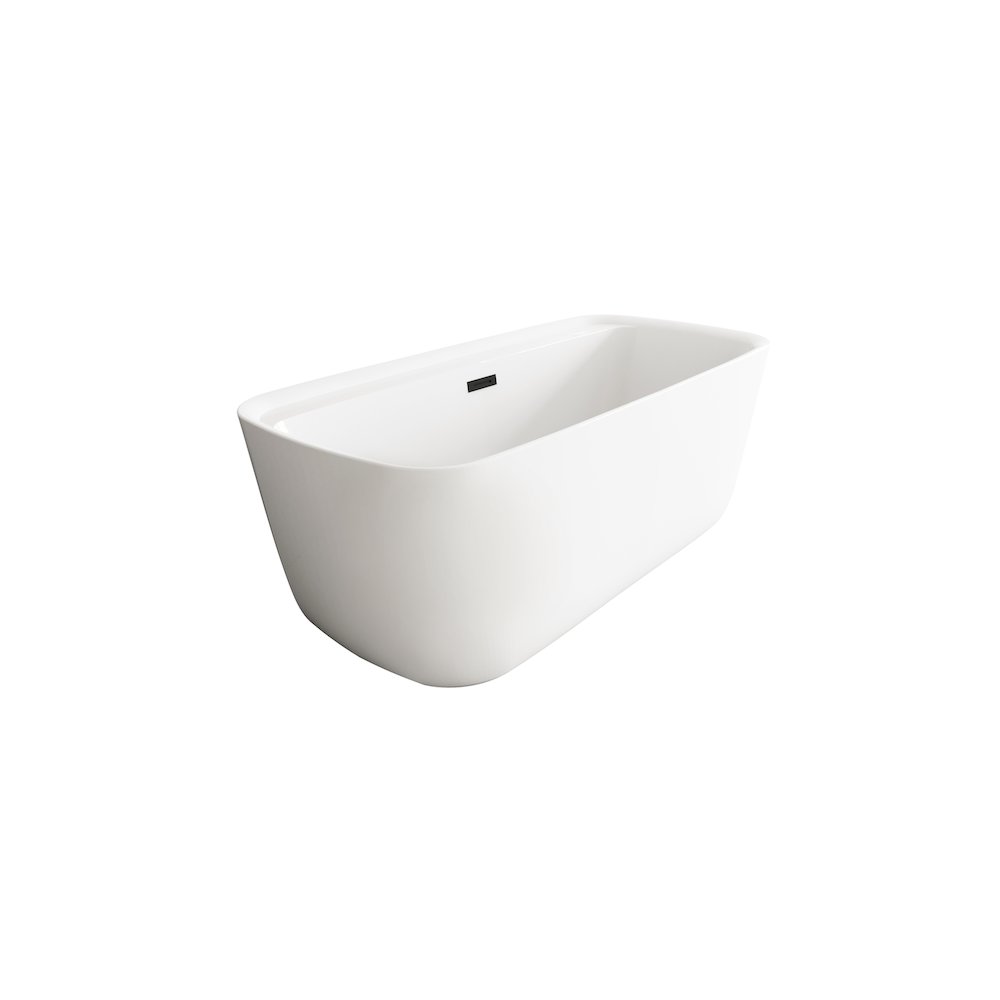 59 inch Soaking Bathtub in Glossy White with Matte Black Trim. Picture 4