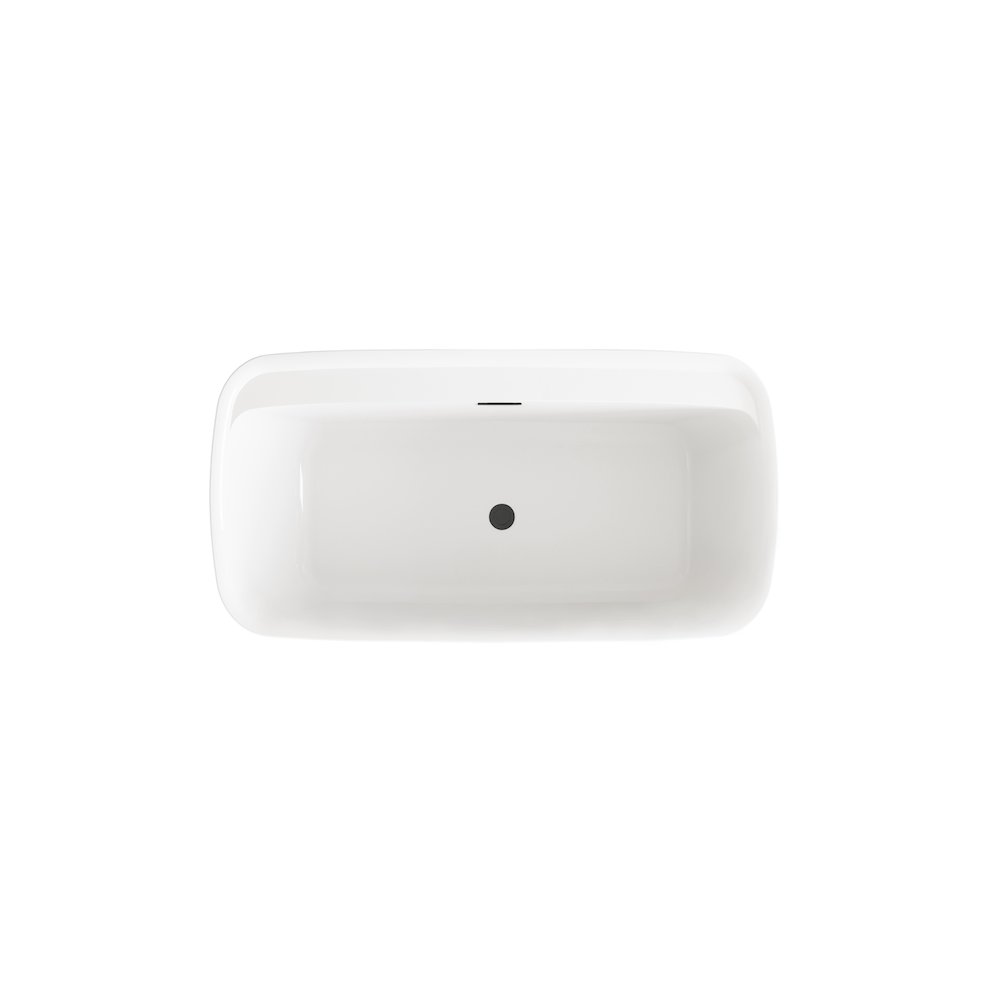 59 inch Soaking Bathtub in Glossy White with Matte Black Trim. Picture 5