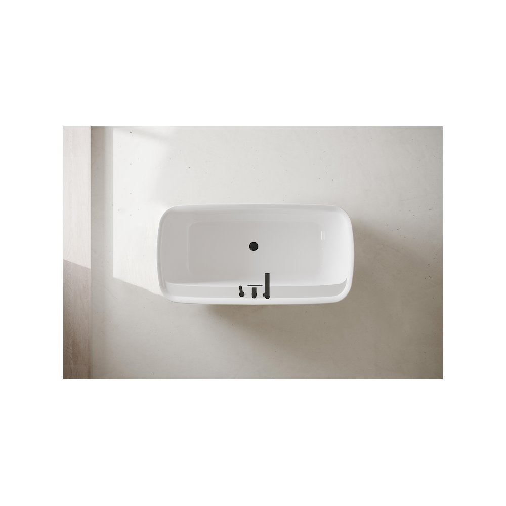 59 inch Soaking Bathtub in Glossy White with Matte Black Trim. Picture 9