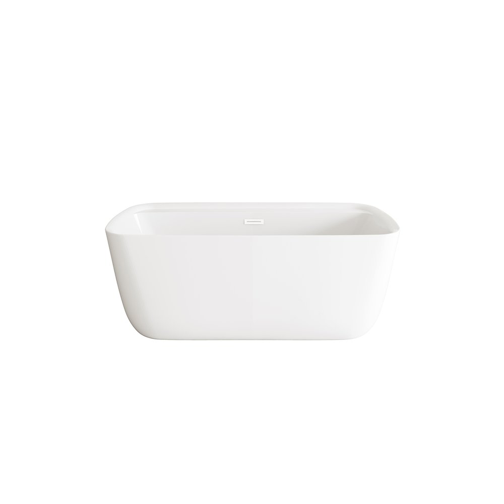 59 inch Soaking Bathtub in Glossy White with Polished White Trim. Picture 1
