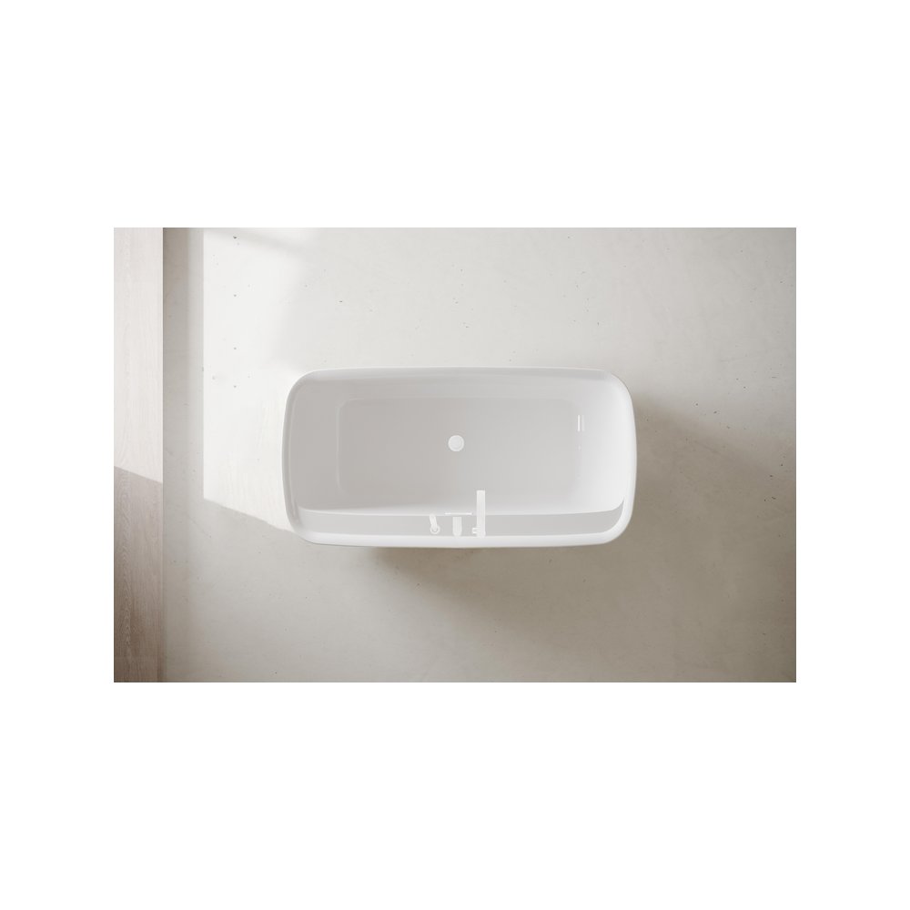 59 inch Soaking Bathtub in Glossy White with Polished White Trim. Picture 9