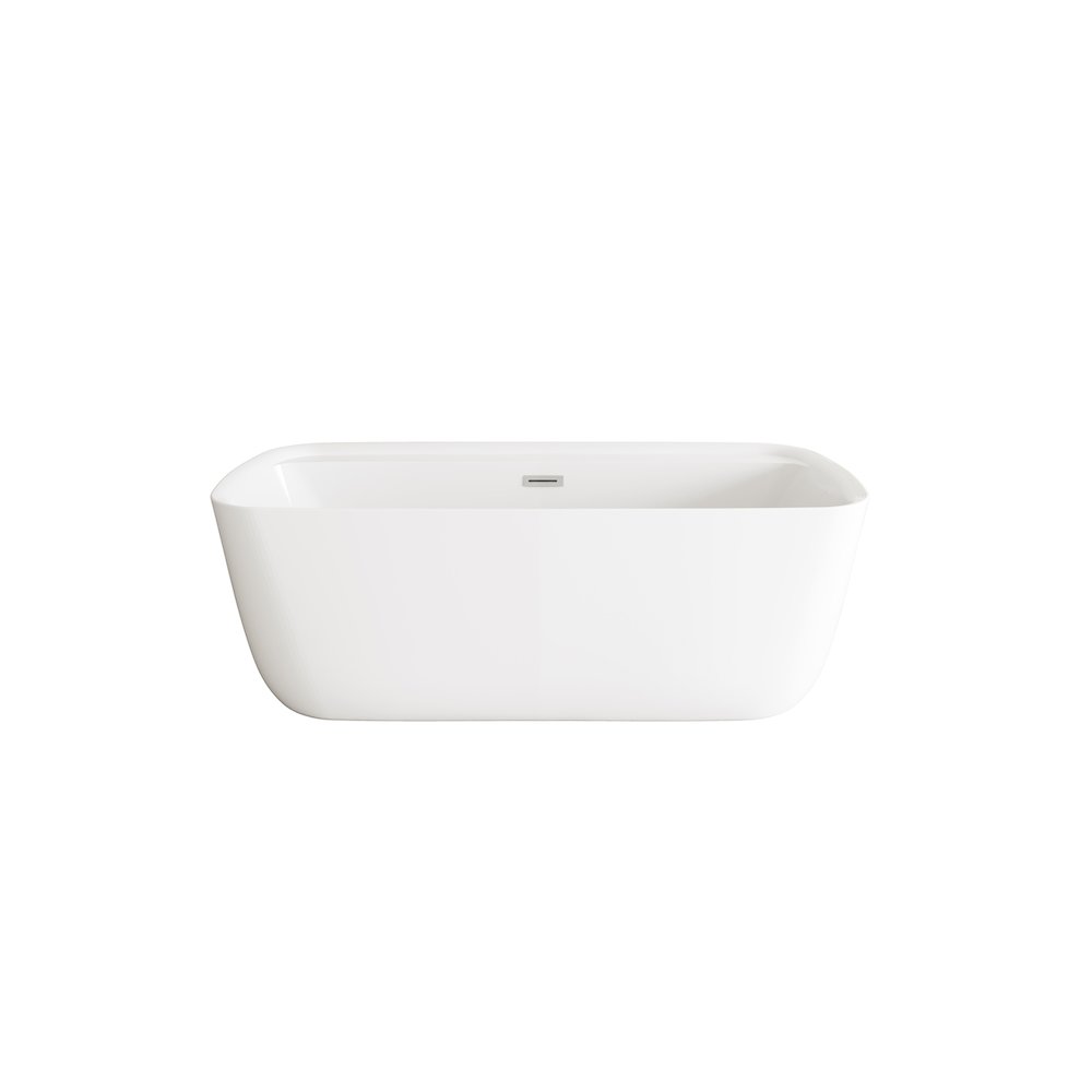 67 inch Soaking Bathtub in Glossy White with Brushed Nickel Trim. Picture 1