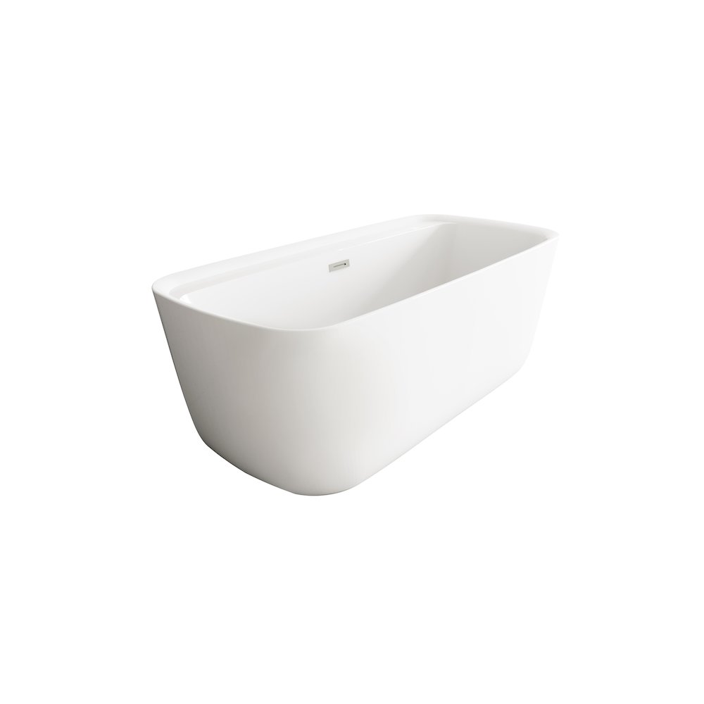 67 inch Soaking Bathtub in Glossy White with Brushed Nickel Trim. Picture 4