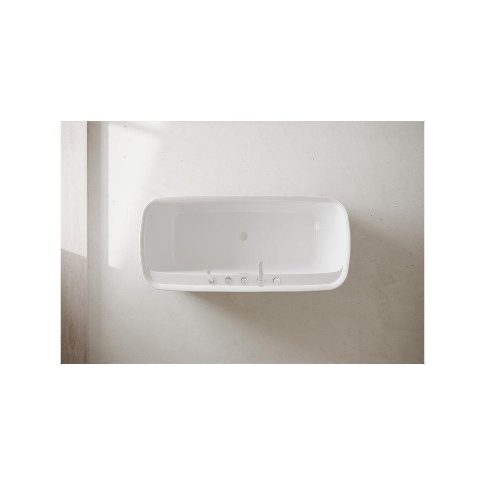 67 inch Soaking Bathtub in Glossy White with Brushed Nickel Trim. Picture 9