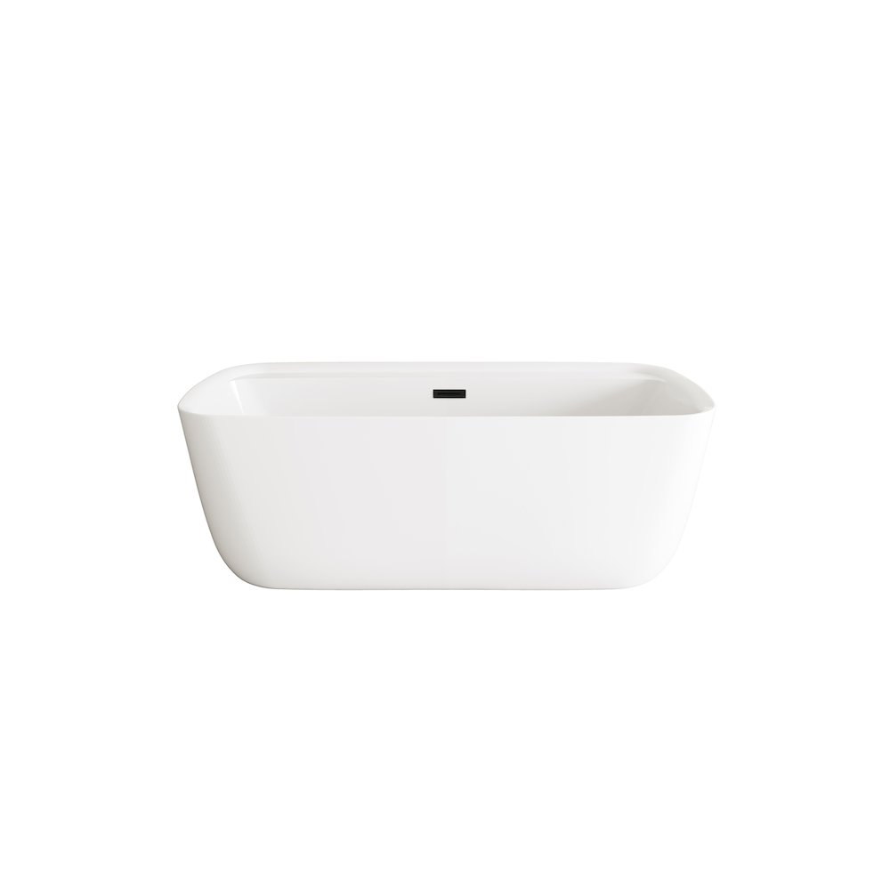 67 inch Soaking Bathtub in Glossy White with Matte Black Trim. Picture 1