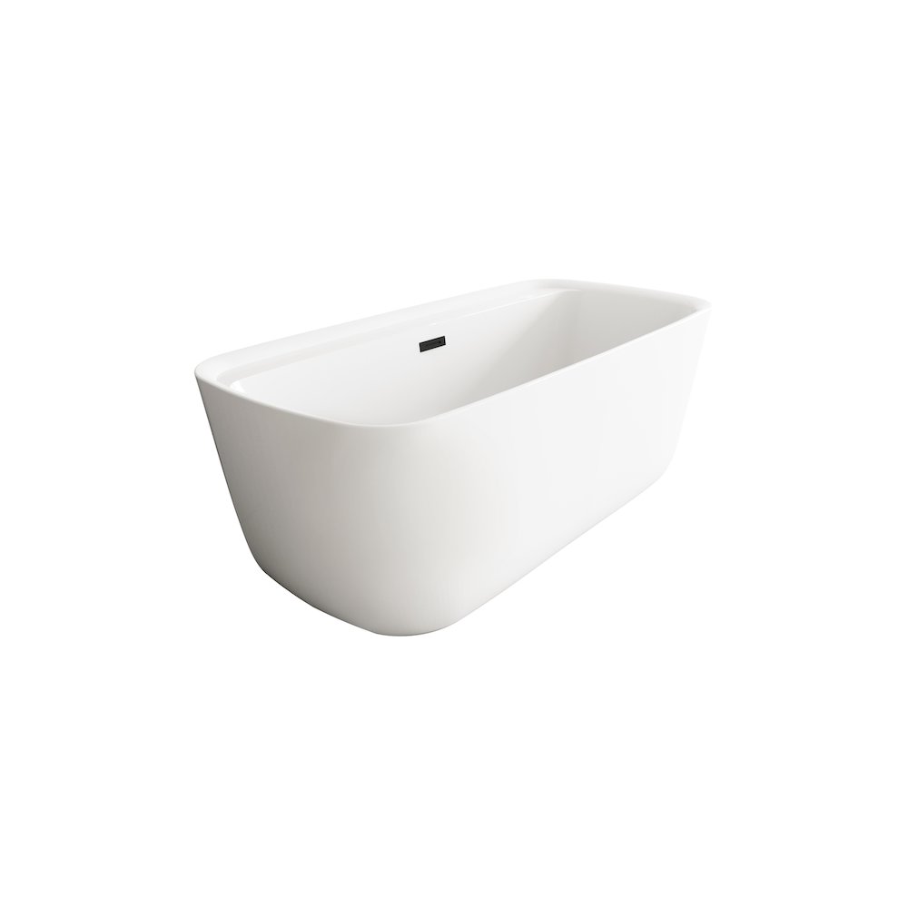 67 inch Soaking Bathtub in Glossy White with Matte Black Trim. Picture 4