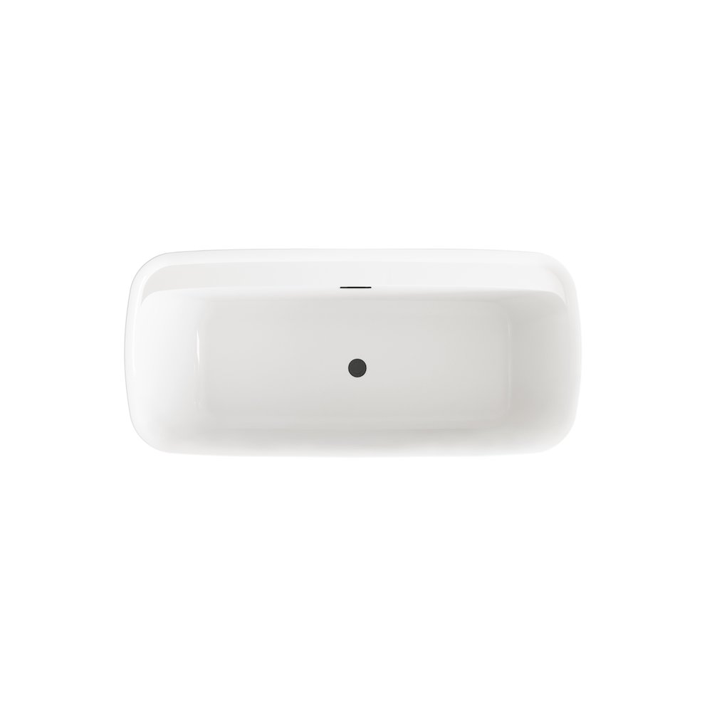 67 inch Soaking Bathtub in Glossy White with Matte Black Trim. Picture 5
