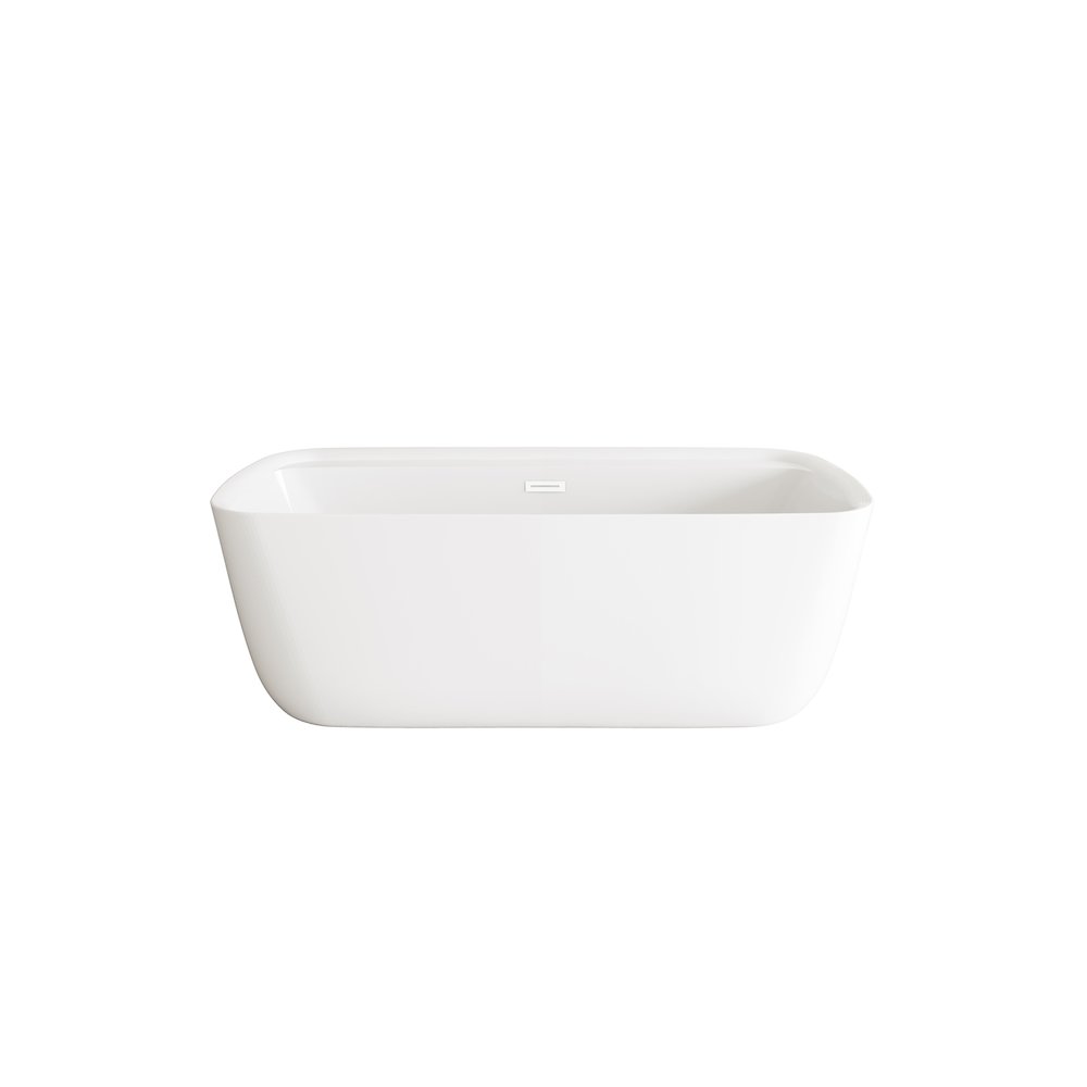 67 inch Soaking Bathtub in Glossy White with Polished White Trim. Picture 1
