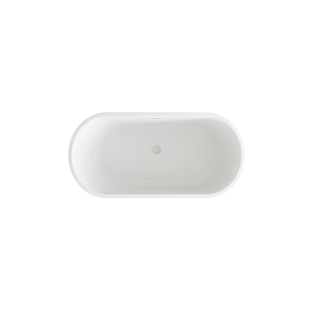 59 inch Soaking Bathtub in Glossy White with Brushed Nickel Trim. Picture 5