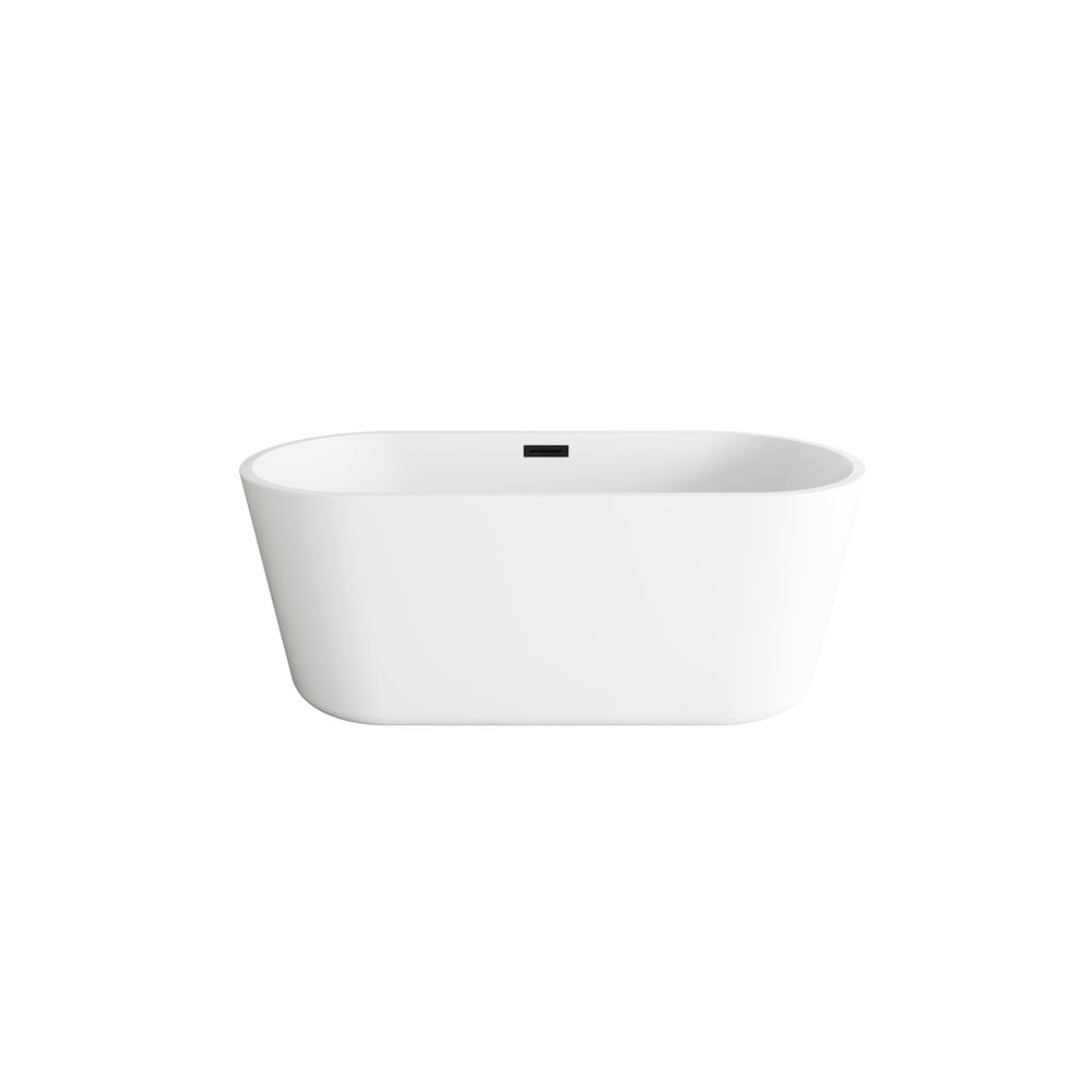 59 inch Soaking Bathtub in Glossy White with Matte Black Trim. Picture 1