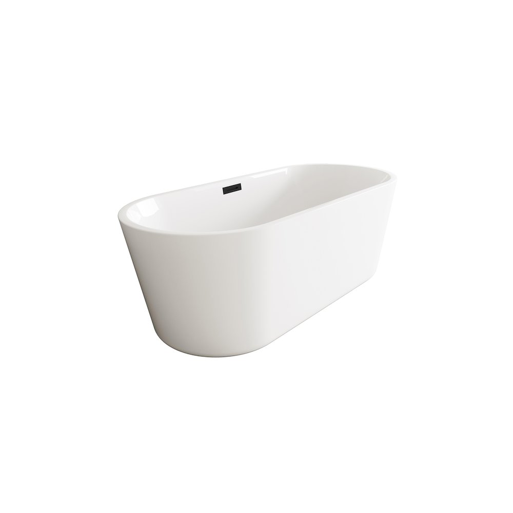 59 inch Soaking Bathtub in Glossy White with Matte Black Trim. Picture 4