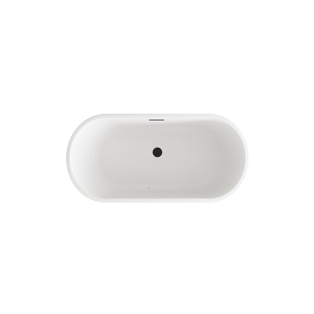 59 inch Soaking Bathtub in Glossy White with Matte Black Trim. Picture 5