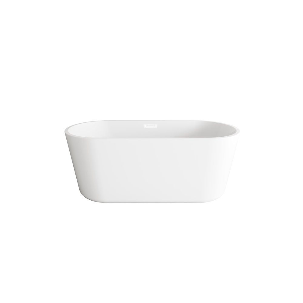 59 inch Soaking Bathtub in Glossy White with Polished White Trim. Picture 1