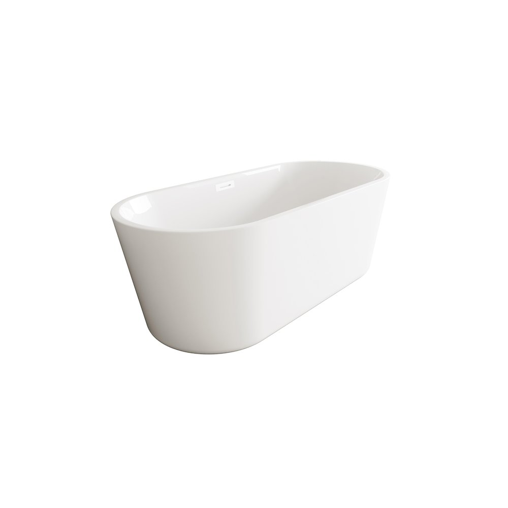 59 inch Soaking Bathtub in Glossy White with Polished White Trim. Picture 4