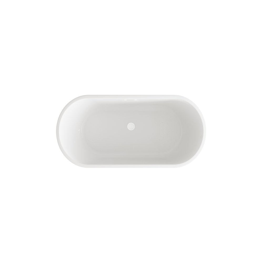 59 inch Soaking Bathtub in Glossy White with Polished White Trim. Picture 5