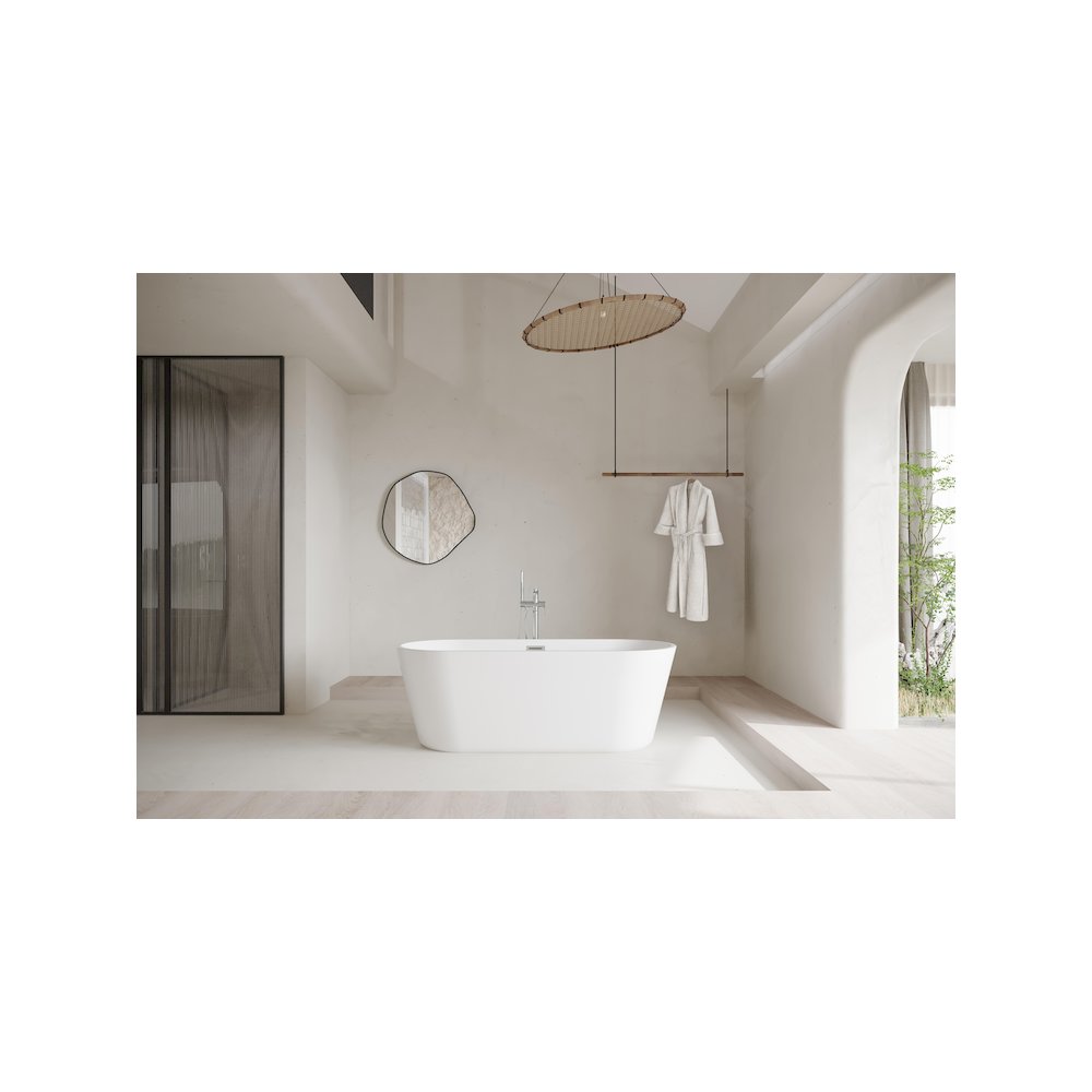 65 inch Soaking Bathtub in Glossy White with Brushed Nickel Trim. Picture 2