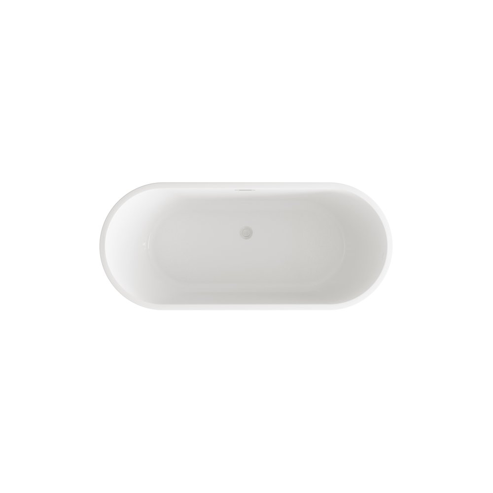65 inch Soaking Bathtub in Glossy White with Brushed Nickel Trim. Picture 5